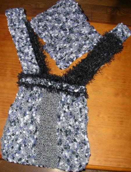 Coordonn Echarpe + sac  main - Chin/Noir/Gris